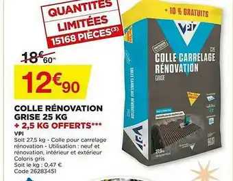 Bricomarché Colle Rénovation Grise 25 Kg +,5 Kg Offerts offre