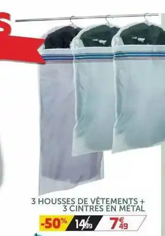 Gifi 3 Housses De Vêtements + 3 Cintres En Métal offre