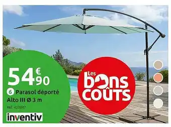 Mr Bricolage Parasol Déporté Alto III 3m Inventiv offre