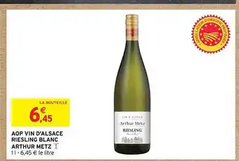 Aop vin d'alsace riesling blanc arthur metz