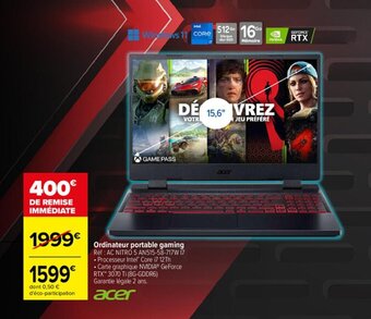 Carrefour Acer Ordinateur Portable Gaming offre