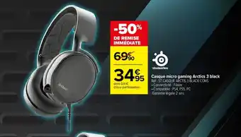 Carrefour Casque micro Gaming Arctics 3 Black offre