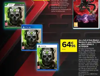 Carrefour Jeu Call Of Duty Modern Warfare II Pour PS5 PS4 Ou Xbox Series X Activision offre
