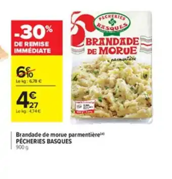 Carrefour Brandade de morue Parmentière offre