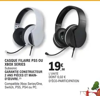 E.Leclerc Casque Filaire PS5 Ou Xbox Series offre