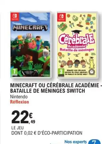 E.Leclerc Minecraft Ou Cérébrale Académie Bataille de Meninges Switch offre