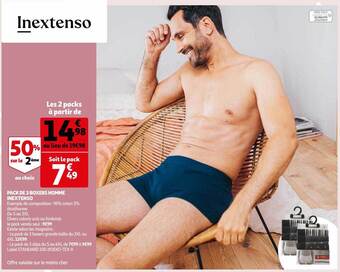 Auchan Pack de 3 boxers homme inextenso offre