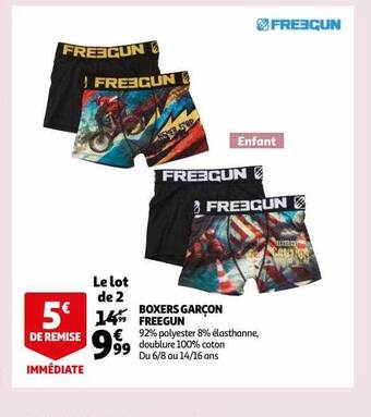 Auchan Boxers garçon freegun offre