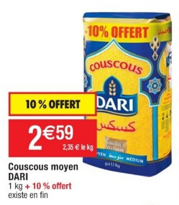 Promo Couscous Moyen Dari chez Cora