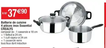 Cora x Carrefour Batterie De Cuisine 4 Pieces Inox Essential Crealys offre