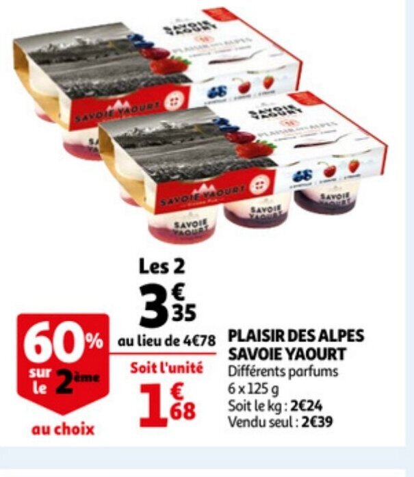 Promo Plaisir Des Alpes Savoie Yaourt chez Auchan Direct