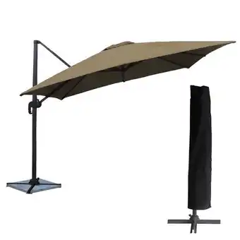 Truffaut Happy garden - parasol déporté molokai carré 3x3m taupe + housse offre
