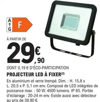 E.Leclerc Brico Projecteur Led a Fixer offre
