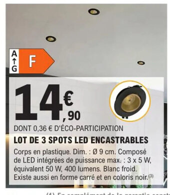 E.Leclerc Brico Lot de 3 Spots Led Encastrables offre