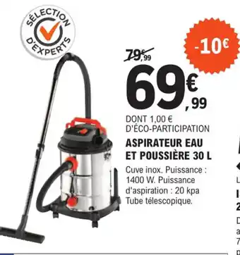 E.Leclerc Brico Aspirateur Eau Et Poussière 30L offre