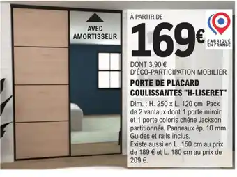 Porte de Placard Coulissantes H-Liseret