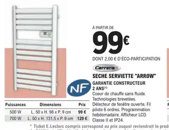 E.Leclerc Brico Seche Serviette Arrow offre
