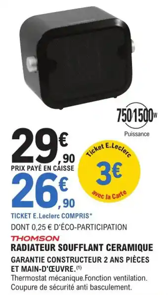 E.Leclerc Brico Radiateur Soufflant Ceramique offre