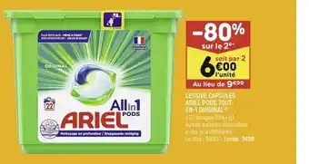 Leader Price Lessive Capsules Ariel Pods En-1Original offre