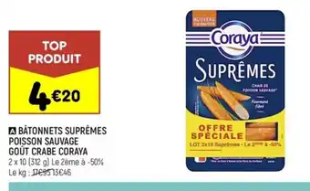 BĂątonnets SuprĂȘmes Poisson Sauvage Gout Crabe Coraya