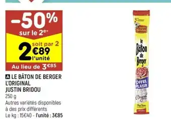 Leader Price Le Baton de Berger l'Original Justin Bridou offre