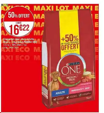 Casino Supermarchés Croquettes pour chien adulte maxi >10 kg bœuf purina one offre