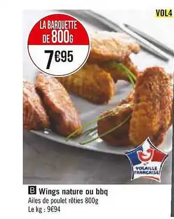 Casino Supermarchés Wings nature ou bbq offre