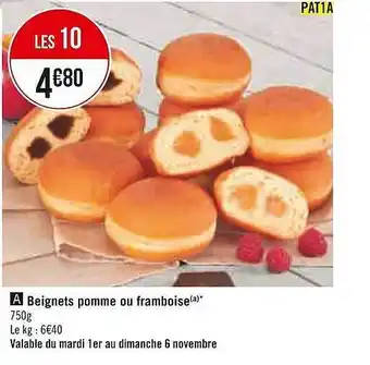 Casino Supermarchés Beignets pomme ou framboise offre