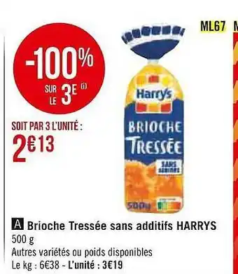 Brioche tressée sans additifs harrys