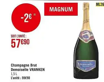 Casino Supermarchés Champagne brut demoiselle vranken offre