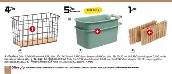 Gifi Panière, bac de rangement x2, pince à linge x24 offre