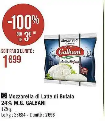 Mozzarella di latte di bufala 24% m.g. galbani