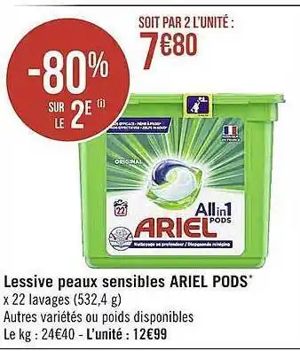 Lessive peaux sensibles ariel pods