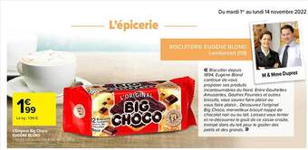 Carrefour L'original big choco eugène blond offre