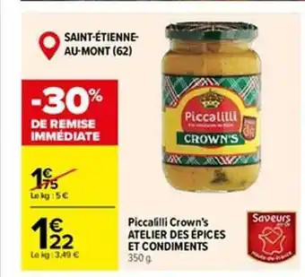Carrefour Piccalilli crown's atelier des épices et condiments offre