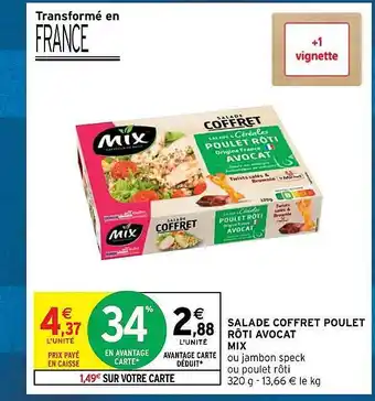 Intermarché Express Salade coffret poulet rôti avocat mix offre