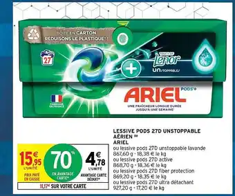 Intermarché Express Lessive pods 27d unstoppable aérien ariel offre