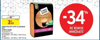 Intermarché Hyper Dosettes de café classique n°5 carte noire offre