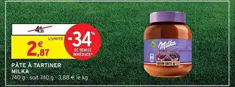Intermarché Hyper Pâte à tartiner milka offre