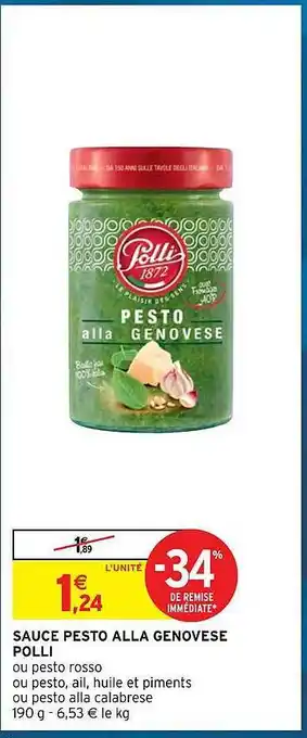 Intermarché Hyper Sauce pesto alla genovèse polli offre