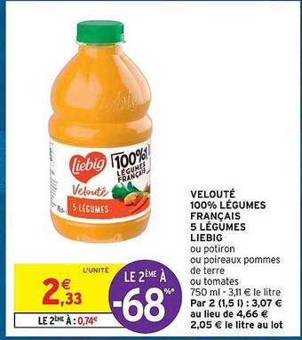 Intermarché Hyper Velouté 100% légumes français 5 légumes liebig offre