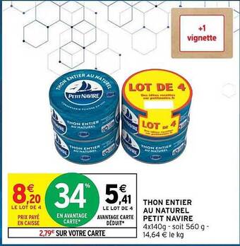 Intermarché Hyper Thon entier au naturel petit navire offre