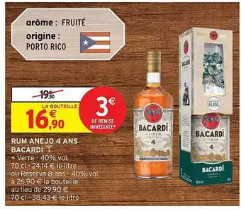 Intermarché Hyper Rum anejo 4 ans bacardi offre