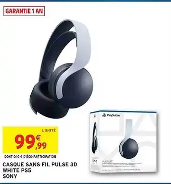 Intermarché Hyper Casque sans fil pulse 3d white ps5 sony offre