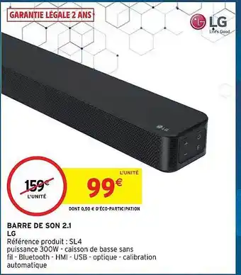Intermarché Hyper Barre de son 2.1 lg offre
