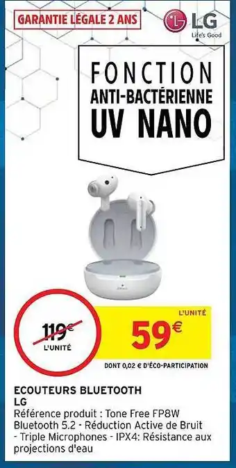 Intermarché Hyper Écouteurs bluetooth lg offre
