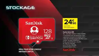 Carrefour Carte micro sd sandisk offre