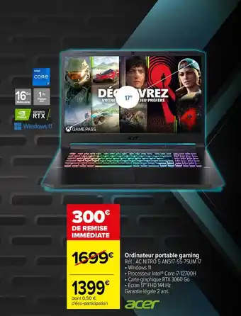 Carrefour Ordinateur portable gaming 17 offre