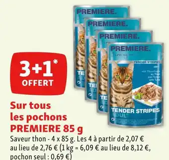 Maxi Zoo Premiere 3+1 offert sur tous les pochons premiere 85 g offre