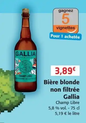 Colruyt Bière blonde non filtrée gallia offre